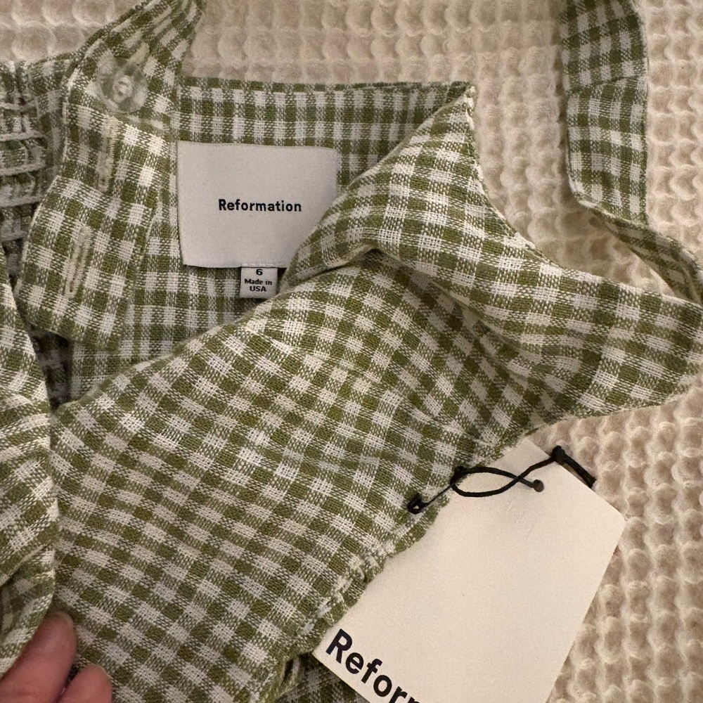 Reformation Daria Linen Dress Green - Picture 5 of 5